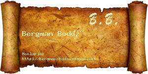 Bergman Bodó névjegykártya
